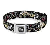 Buckle-Down Dog Collar Seatbelt Buckle Lucky Black, Multicolor, 1" Wide - Fits 15-26" Neck - Large (DC-W31238-L)