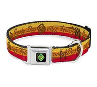Buckle-Down Dog Collar Seatbelt Buckle Scooby Doo Script Sd Icon Stripe Yellow Orange Red Brown 18 to 32 Inches 1.5 Inch Wide