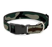 Buckle-Down Dog Collar with Plastic Clip, Quick Release, Easy Adjustable, Camo Olive, 20 to 31 Inches 1.5 Inch Wide