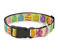 Buckle-Down Dog Collar with Plastic Clip, Quick Release, Easy Adjustable, Decorated Easter Eggs, 9.5 to 13 Inches 1.0 Inch Wide