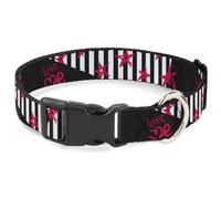 Buckle-Down Dog Collar with Plastic Clip, Quick Release, Easy Adjustable, Love Me Sketch Stars Stripes, 20 to 31 Inches 1.5 Inch Wide