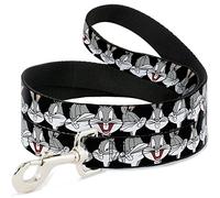 Buckle-Down Dog Leash, Bugs Bunny Close-Up Expressions Black/Multicolour, 6 Feet Length x 1.5 Inch Wide