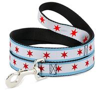 Buckle-Down Dog Leash Chicago Flag 6 Feet Long 1.0 Inch Wide, Multicolor