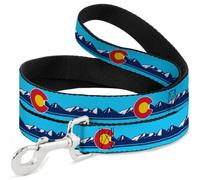 Buckle-Down Dog Leash | Colorado Flag Icon Mountain Skyline Blue Navy White Durable Stylish For Walks