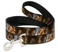 Buckle-Down Dog Leash Lady And Tramp 2 Poses Spaghetti Kiss Scene Browns Available In Different Lengths And Widths For Small Medium Large Dogs and Cats, 6 Feet Long - 1.5" Wide