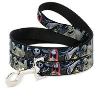 Buckle-Down Dog Leash Nightmare Before Christmas 4 Character Group Cemetery Scene 4 Feet Long 0.5 Inch Wide, Multicolor (DL-WDY256-N)