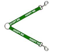 Buckle-Down Dog Leash Splitter Pet Quote Adopt Me Green White 1 Foot Long 1 Inch Wide