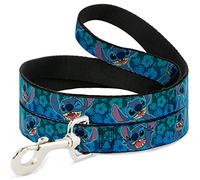 Buckle-Down Dog Leash Stitch Expressions Hibiscus Collage Green Blue Fade 4 Feet Long 1.0 Inch Wide, Multicolor (DL-WDY262)