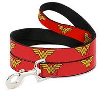 Buckle-Down Dog Leash Wonder Woman Logo Red 6 Feet Long 1.0 Inch Wide, Multicolor (DL-6FT-WWW001)