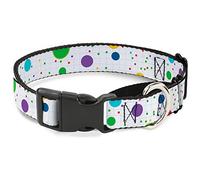 Buckle-Down Dots/Grid2 White/Gray/Multicolor Martingale Dog Collar, 1" Wide-Fits 15-26" Neck-Large