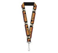 Buckle-Down Dr. Stone Lanyard | Dr Stone Title Logo and Senku Ishigami Pose Black 1in Wide Stretchy ID Badges Keys