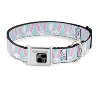 Buckle-Down Easy Adjustable Metal Seatbelt Buckle Quick Release Dog Collar, Easter Bunnies Smiling, 13 to 17 Inches 1.5 Inch Wide-Small