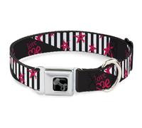 Buckle-Down Easy Adjustable Metal Seatbelt Buckle Quick Release Dog Collar, Love Me Sketch Stars Stripes, 16 to 23 Inches 1.5 Inch Wide-Medium