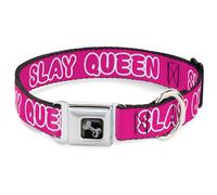 Buckle-Down Easy Adjustable Metal Seatbelt Buckle Quick Release Dog Collar, Slay Queen, 16 to 23 Inches 1.5 Inch Wide-Medium