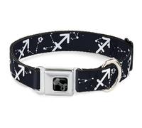 Buckle-Down Easy Adjustable Metal Seatbelt Buckle Quick Release Dog Collar, Zodiac Sagittarius, 16 to 23 Inches 1.5 Inch Wide-Medium