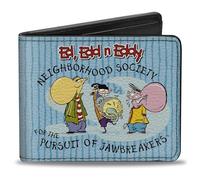 Buckle-Down Ed, Edd n Eddy Bifold Wallet | Ed Edd N Eddy Jawbreakers Pose and Title Logo Blues Billfold Credit Card and ID Slots Vegan Leather