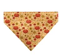 Buckle-Down Fall Harvest Pumpkins and Flowers Collage Tan Orange Yellows Black Slip On CollarÊBandana Only