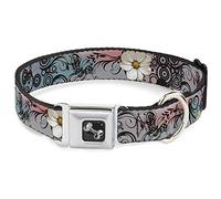 Buckle Down Flowers with Filigree Pink Dog Collar Bone, Wide Large/18-32