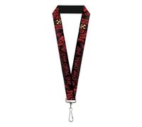 Buckle-Down Friday the 13th Lanyard, Jason Mask Camp Crystal Lake Hand Prints Blood Black Reds, Elastic