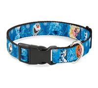 Buckle Down Frozen Character Poses Blues Plastic Clip Collar, Medium/11-17