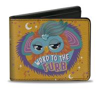Buckle-Down Furby Wallet, Bifold, Furby Orange Furby Word To the Furb Heart Pose and Logo, Vegan Leather