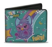 Buckle-Down Furby Wallet, Bifold, Furby Purple Furby Free Your Inner Furb Rainbow Multi Color, Vegan Leather
