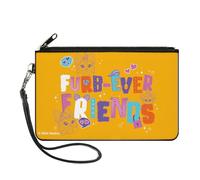 Buckle-Down Furby Wallet, Zip Clutch, Furby Furb Ever Friends Group Pose Orange Multi Color, Canvas, Pink, L, Casual