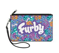 Buckle-Down Furby Wallet, Zip Clutch, Furby Title Logo Fur Print Blues Purple White, Canvas, Red, L, Casual