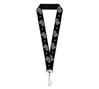 Buckle-Down Game of Thrones Lanyard, Game of Thrones House of Stark Sigil Black White, Elastic, Black, 44" x 1"