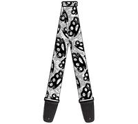 Buckle-Down GS-W30278 "Brass Knuckles White/Gray/Black" Guitar Strap