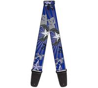 Buckle-Down GS-W30477 Guitar Strap - Die Hard Skulls & Stars1, 2" Wide & 29-54" Length, Blue/Grays
