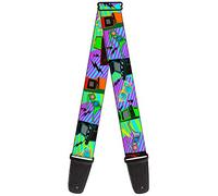Buckle-Down GS-W30510 Guitar Strap - Eighties Arcade Multi Neon Stripes - 2" Wide - 29-54" Length