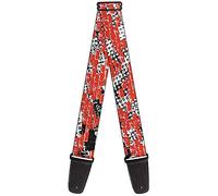 Buckle-Down GS-W30719 Orange Stone Wall Pattern On Black White Polka Dots Guitar Strap
