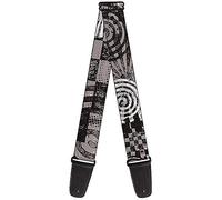 Buckle-Down GS-W30720 Grey Black White Checkers Stripes Polka Dots Symbols Guitar Strap
