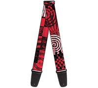 Buckle-Down GS-W30723 Red Green Checkers Stripes Polka Dots Symbols Guitar Strap