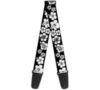 Buckle-Down GS-W30824 Black & White Hibiscus Flower Floral Pattern Guitar Strap