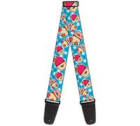 Buckle-Down GS-W30855 "Happy Cupcakes Buffalo Plaid White/Blue" Guitar Strap