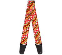 Buckle-Down GS-W30860 "Hot Dogs Buffalo Plaid White/Red" Guitar Strap