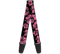 Buckle-Down GS-W30865 Guitar Strap - Hibiscus Weathered Black/Pink, 2" Wide & 29-54" Length