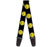 Buckle-Down GS-W30883 Yellow Smiley Face On Black Guitar Strap