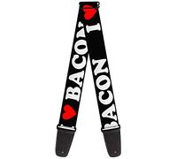 Buckle-Down GS-W30934 "I "HEART" BACON Black/White/Red" Guitar Strap