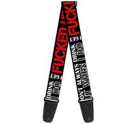 Buckle-Down GS-W30955 "I DON'T ALWAYS DRINK BUT WHEN I DO I GET FUCKED UP Black/White/Red" Guitar Strap