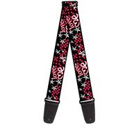 Buckle-Down GS-W31240 Love Me Stars & Checkers On Black Guitar Strap