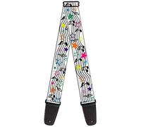 Buckle-Down GS-W31328 "Music Notes Stars White/Black/Multi Color" Guitar Strap