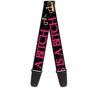 Buckle-Down GS-W31551 "ONE OF US IS A BITCH Crown/Paws Black/Gray/Pink" Guitar Strap