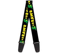 Buckle-Down GS-W31825 Guitar Strap Rrrawr Dinosaur Black Green Yellow 2 Inches Wide, 1.0 in*54.0 in*2.0 in