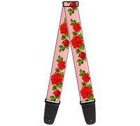 Buckle-Down GS-W31854 Guitar Strap - Rose Trio/Leaves Pink - 2" Wide - 29-54" Length