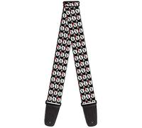 Buckle-Down GS-W31929 White Mini Skulls Diamond Pattern On Black Guitar Strap
