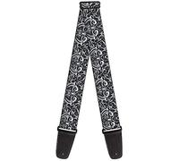 Buckle-Down GS-W31965 Creative Skull Faces Collage On Grey & Black Guitar Strap