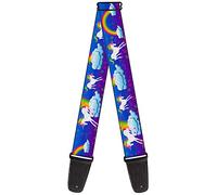 Buckle-Down GS-W32112 Guitar Strap Unicorns Rainbows Stars Blue Purple, 2" Wide - 29-54" Length